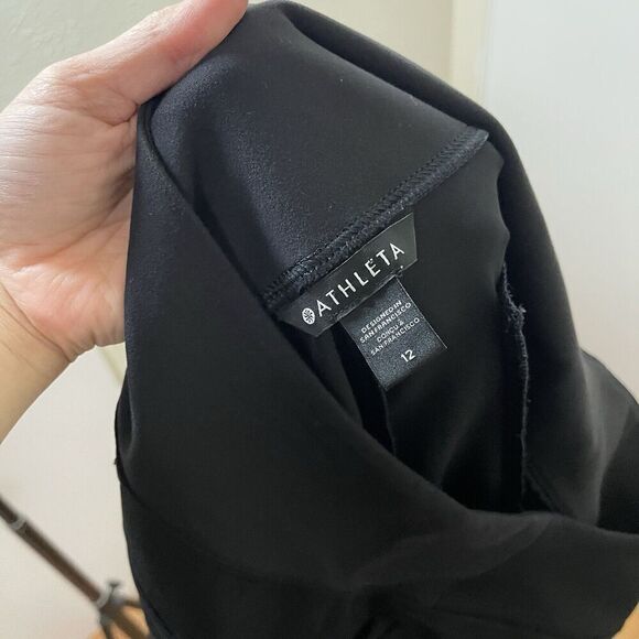 ATHLETA black Pull on knit cropped athleisure trouser pants size US 12 - Picture 5 of 6